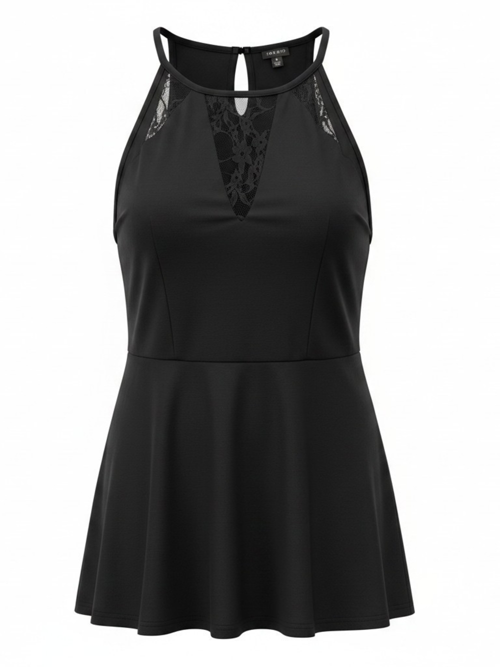 Torrid Black Lace Halter Top with Mesh Detail